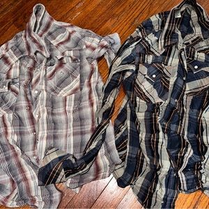 Lot of 2 Men’s True Religion plaid long sleeve shirts XL/XXL